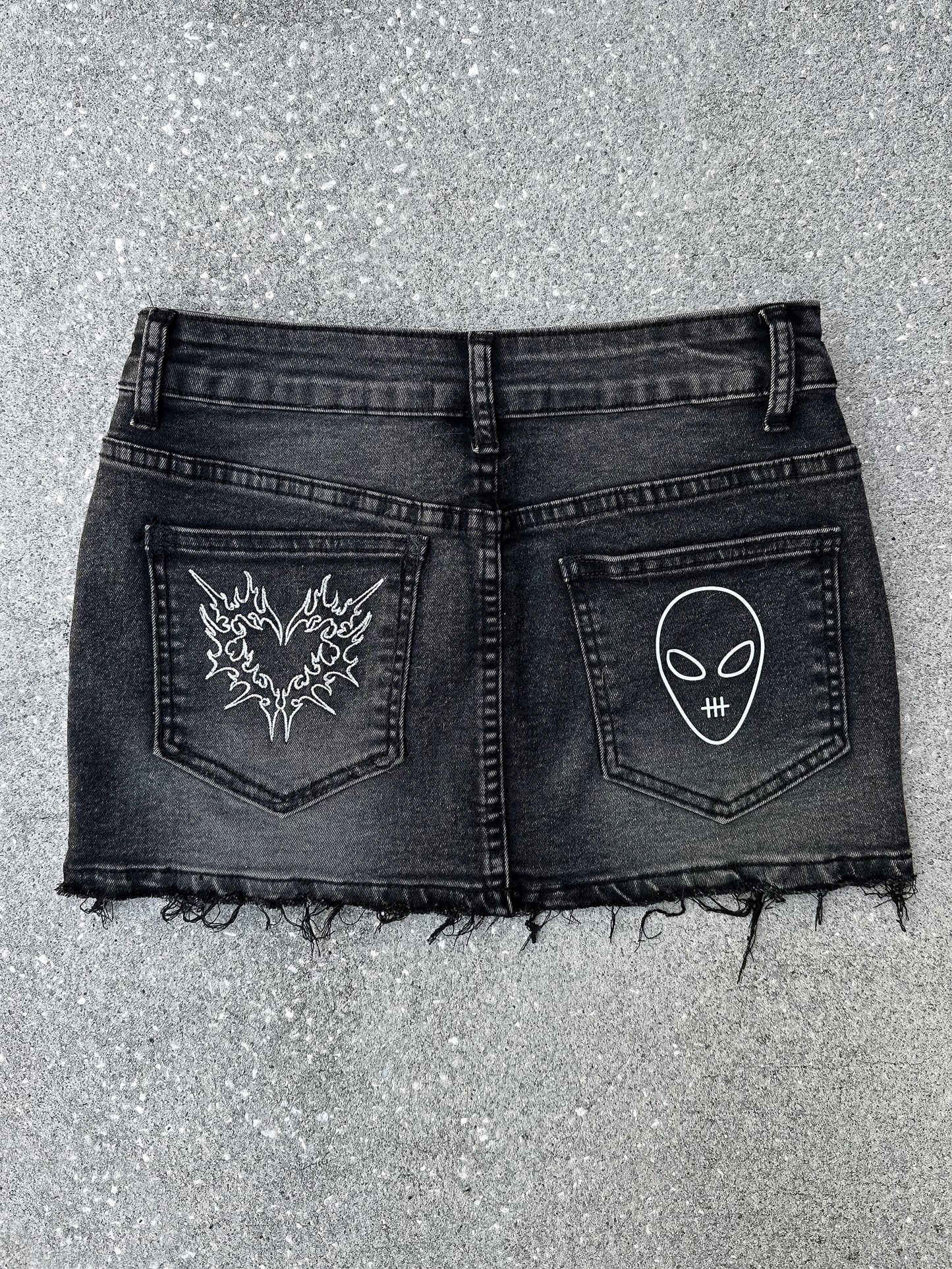 Riot Girl Micro Black Denim Skirt