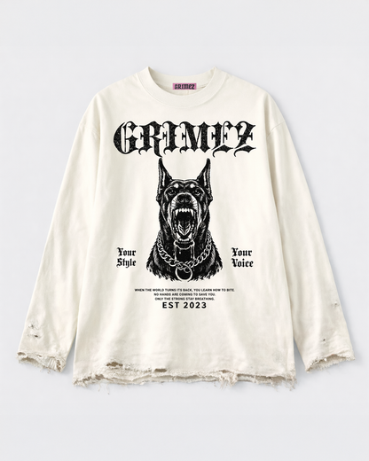 BITE Long Sleeve Oversized Distressed Tee