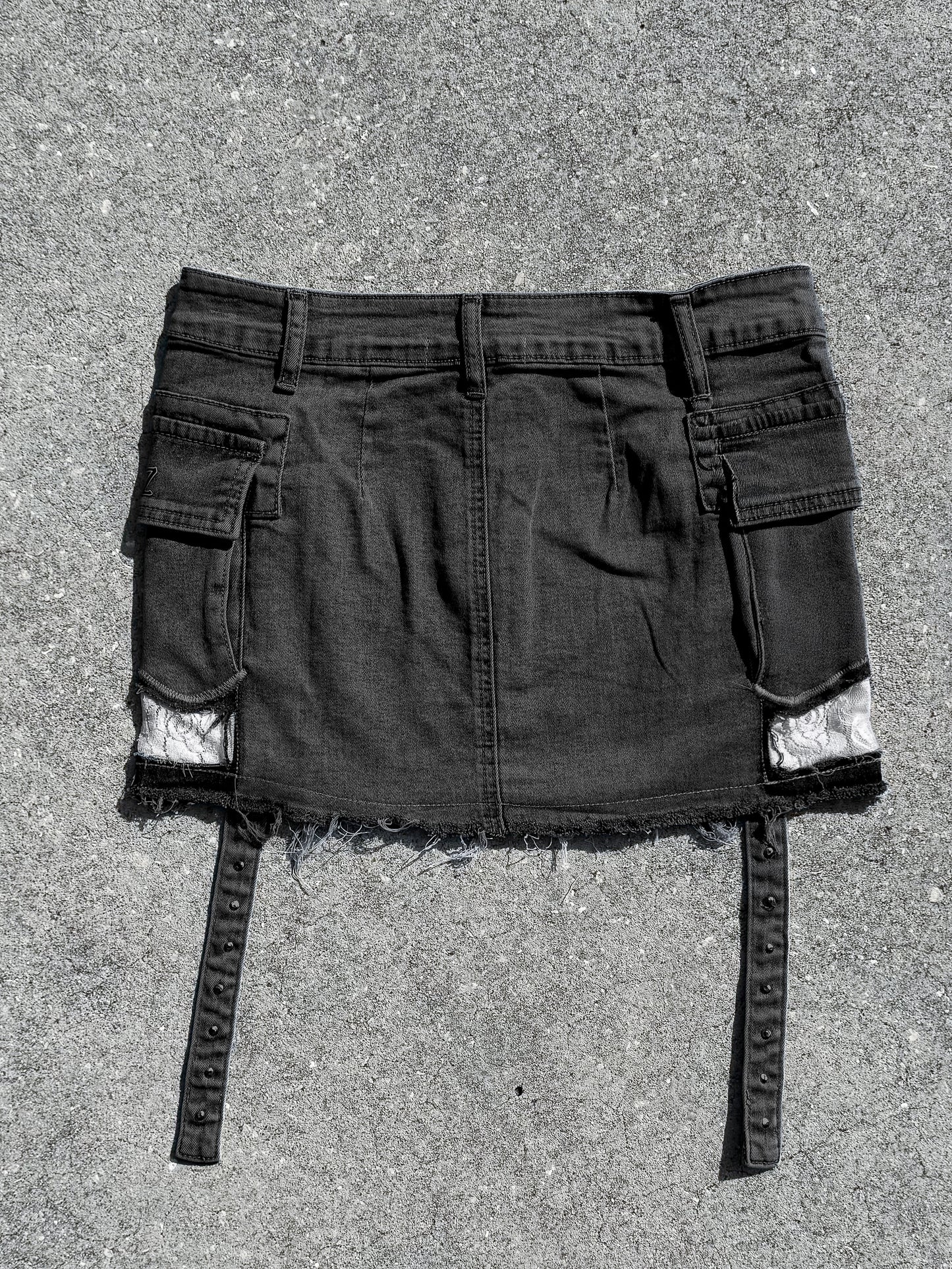 Chain Reaction Mini Black Denim Skirt