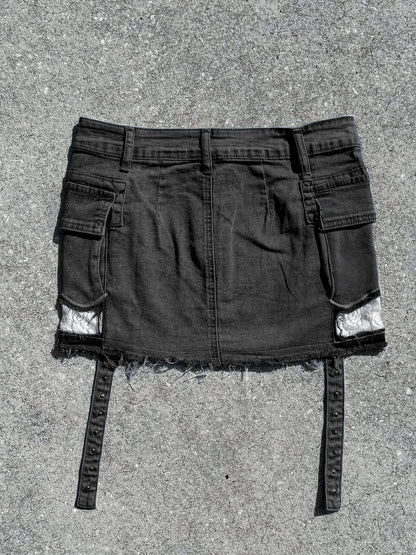 Chain Reaction Mini Black Denim Skirt