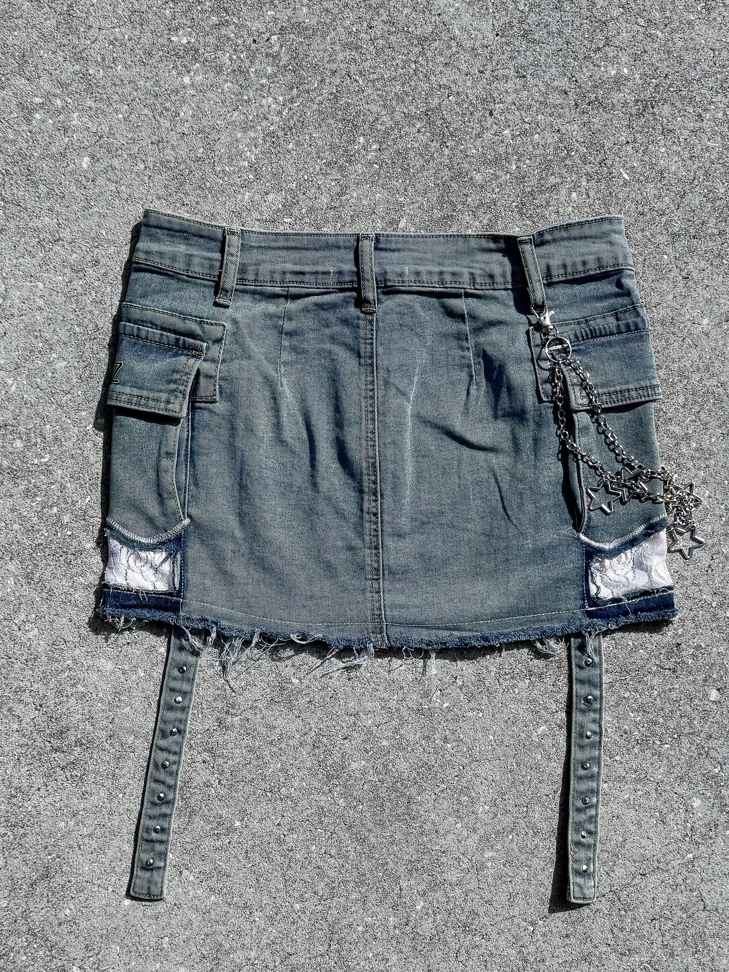 Chain Reaction Mini Blue Denim Skirt