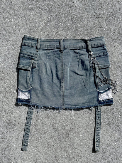 Chain Reaction Mini Blue Denim Skirt