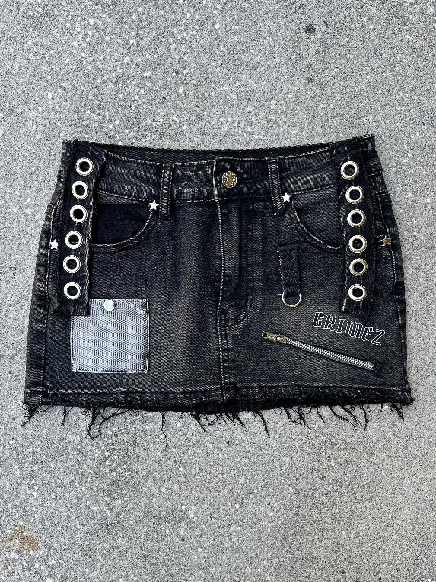 Riot Girl Micro Black Denim Skirt