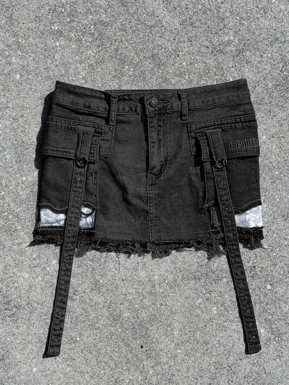 Chain Reaction Mini Black Denim Skirt