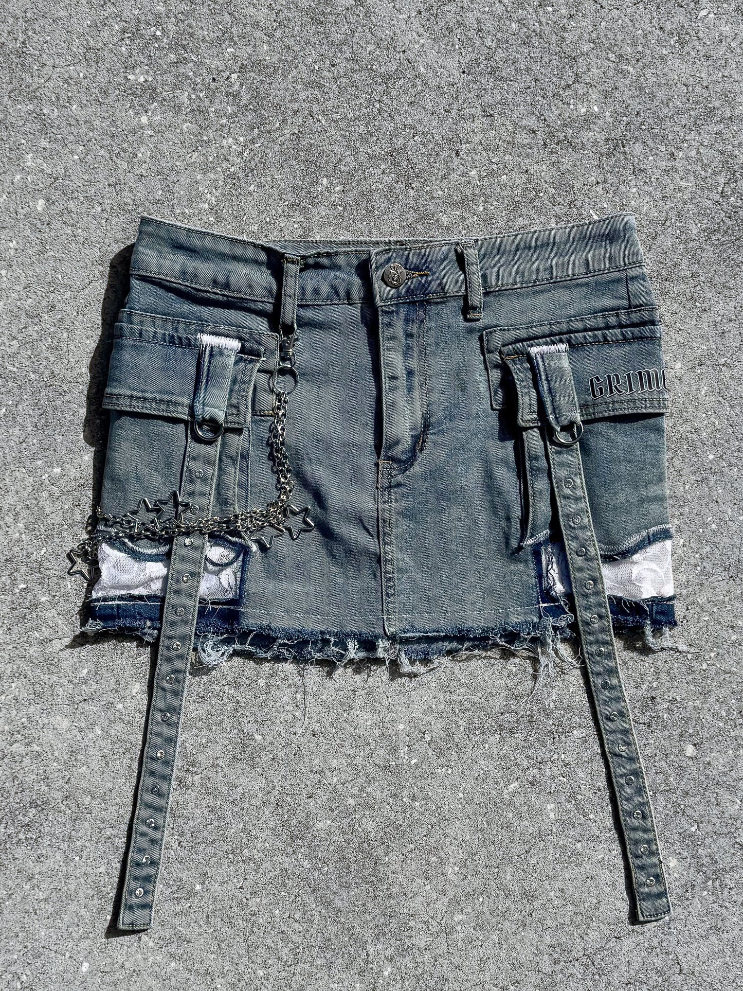 Chain Reaction Mini Blue Denim Skirt