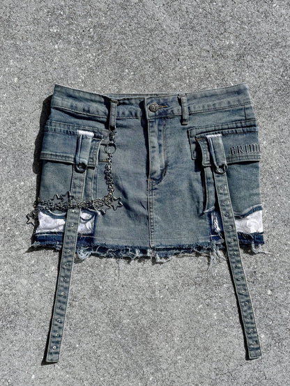 Chain Reaction Mini Blue Denim Skirt