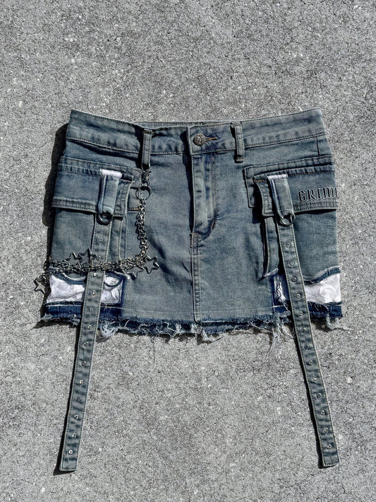 Chain Reaction Mini Blue Denim Skirt