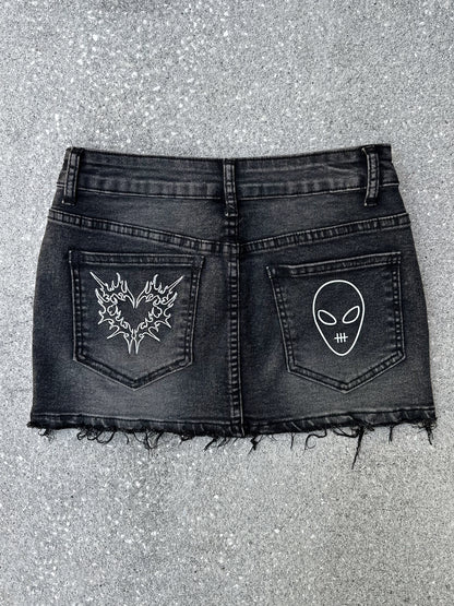 Riot Girl Micro Black Denim Skirt