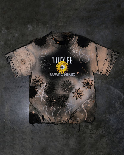 “THEY’RE WATCHING” Tee Hand-Altered Custom Art Piece