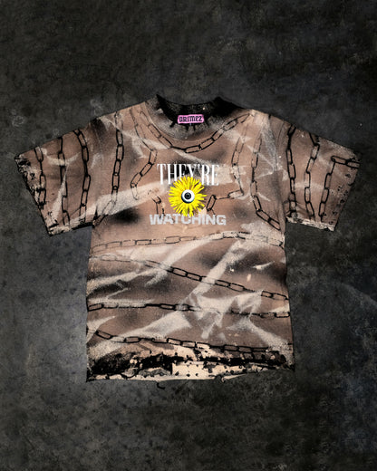 “THEY’RE WATCHING” Tee Hand-Altered Custom Art Piece